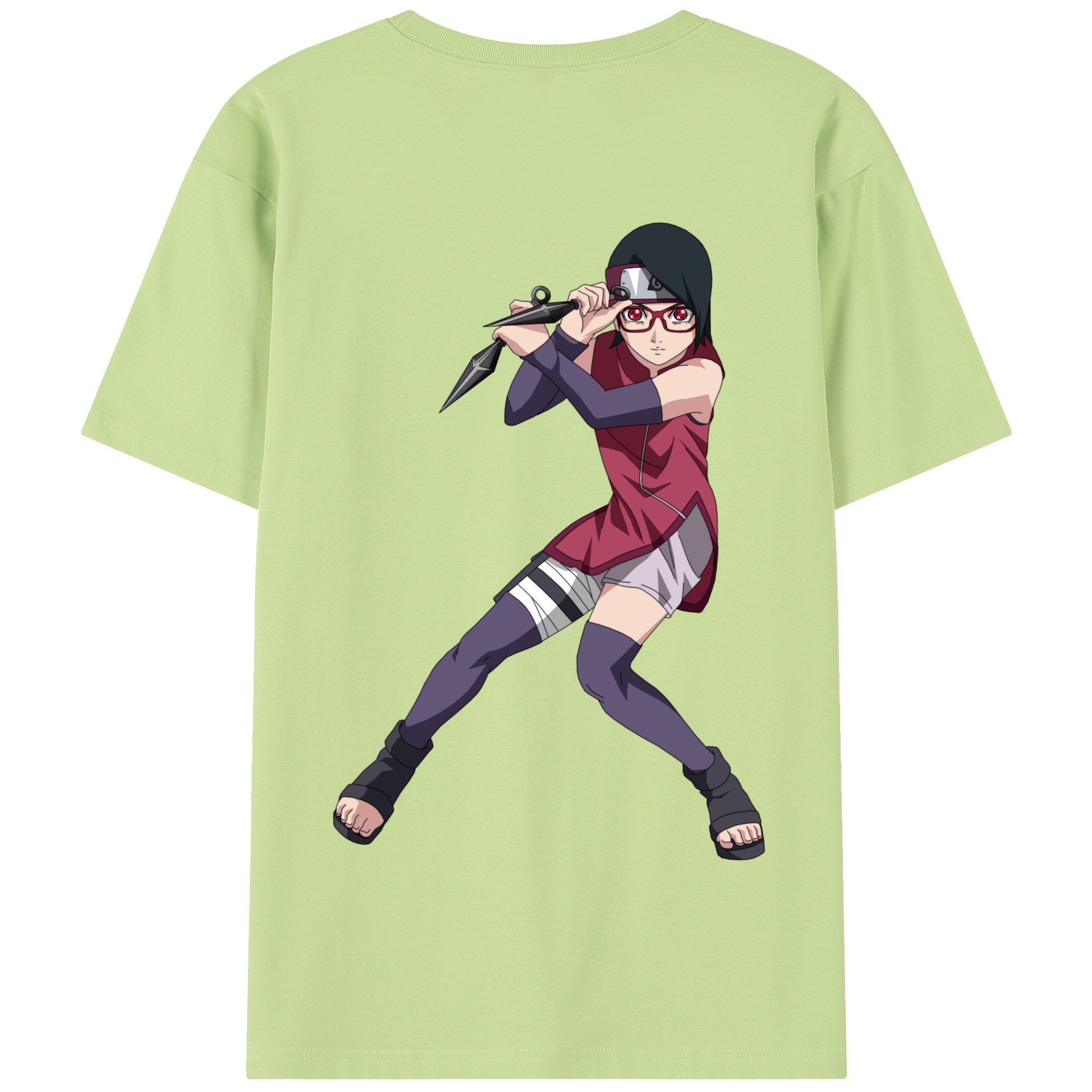 （画像用） NARUTO -ナルト- うちは サラダ Uchiha Sarada 綿100％半袖Tシャツ（背面プリント）